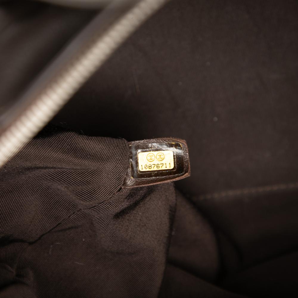 Chanel Brown Medium Chevron Lambskin All Day Long Bowling Bag Italy