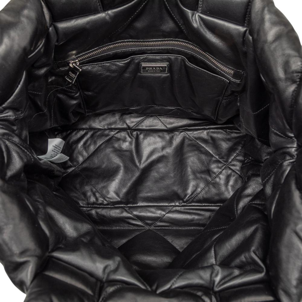 Prada AB Prada Black Nappa Leather Leather Large Quilted Nappa Padded Tote Italy
