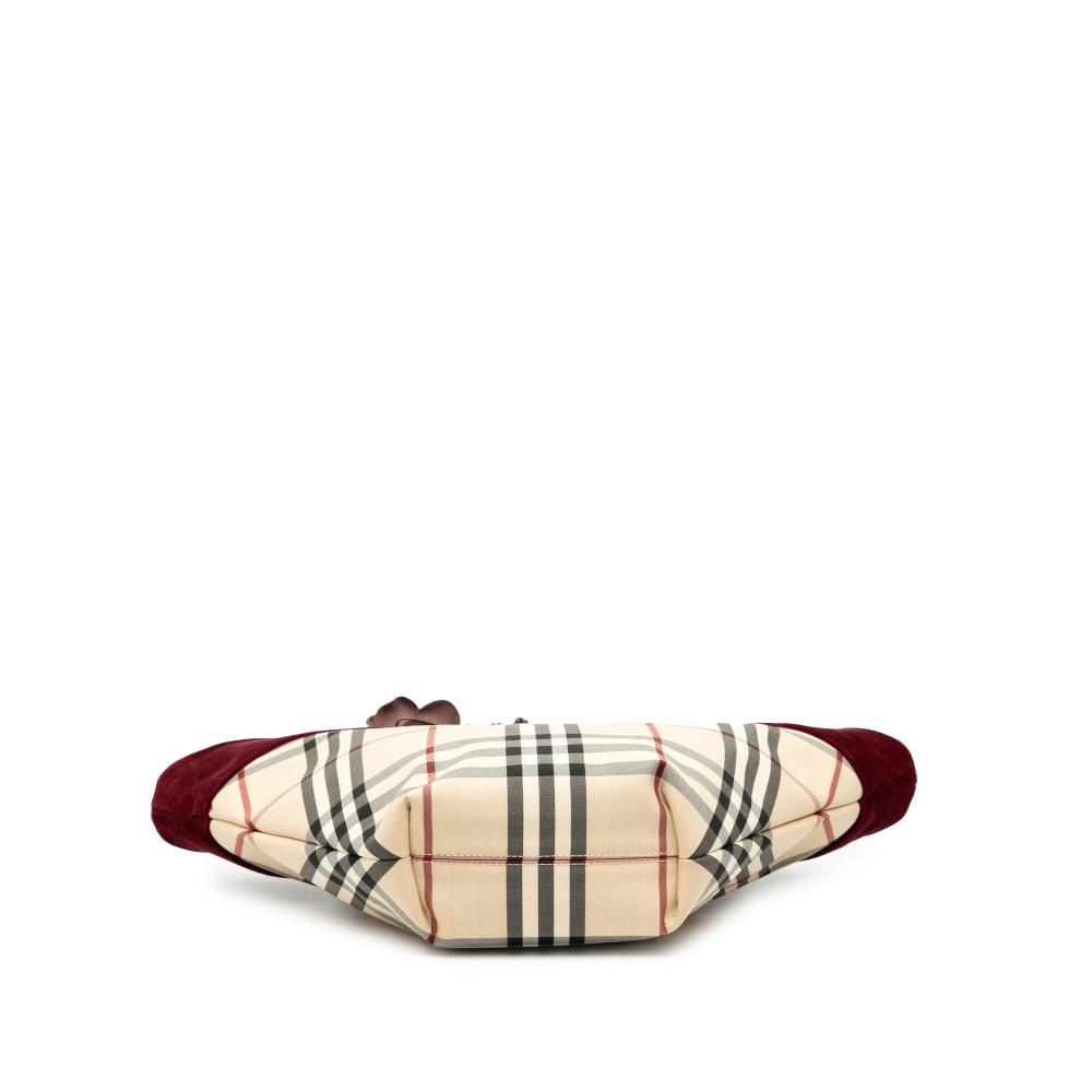 Burberry AB Burberry Brown Beige Canvas Fabric Velvet Trimmed House Check Tote United Kingdom