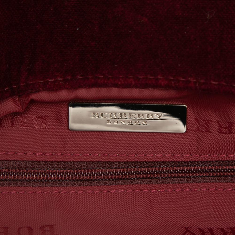 Burberry AB Burberry Brown Beige Canvas Fabric Velvet Trimmed House Check Tote United Kingdom