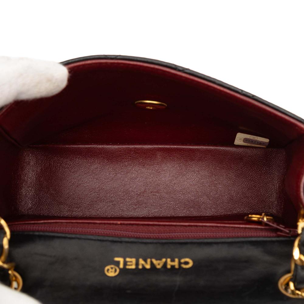 Chanel B Chanel Black Lambskin Leather Leather Mini Square Classic Lambskin Single Flap France