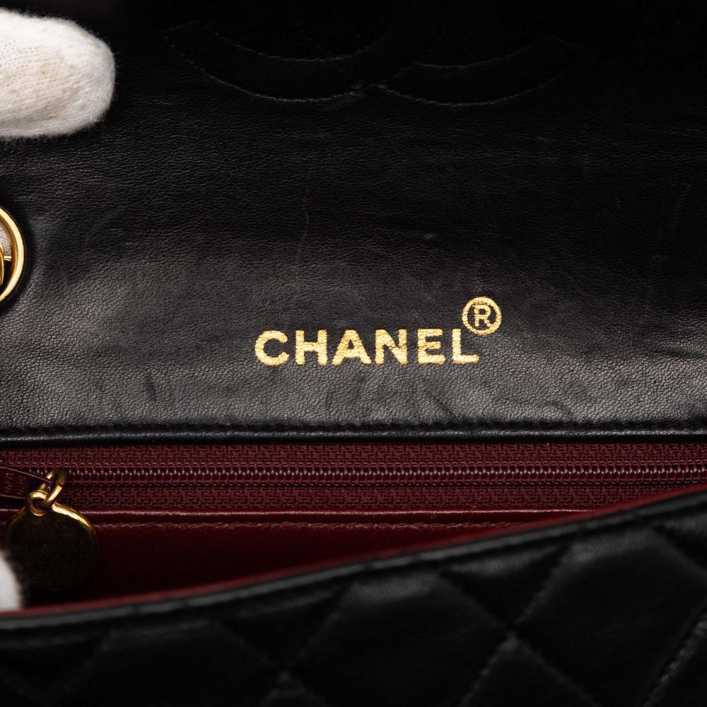 Chanel B Chanel Black Lambskin Leather Leather Mini Square Classic Lambskin Single Flap France