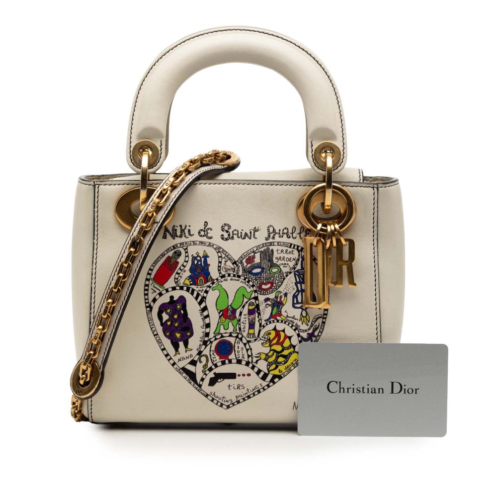 Christian Dior B Dior White Off White Calf Leather DiorAmour Niki De Saint Phalle Mini skin Lady Dior Italy