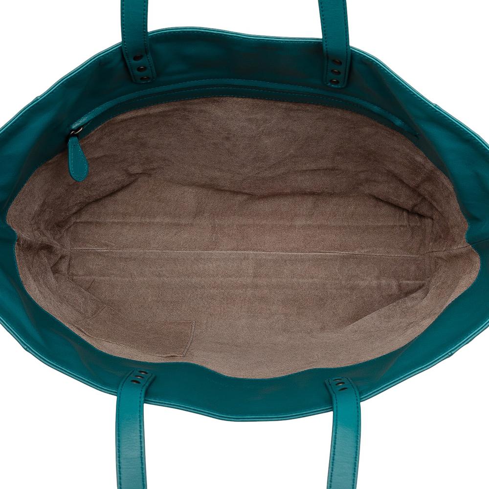 Bottega Veneta B Bottega Veneta Blue Peacock Nappa Leather Leather Intrecciato Trimmed Nappa Tote Italy