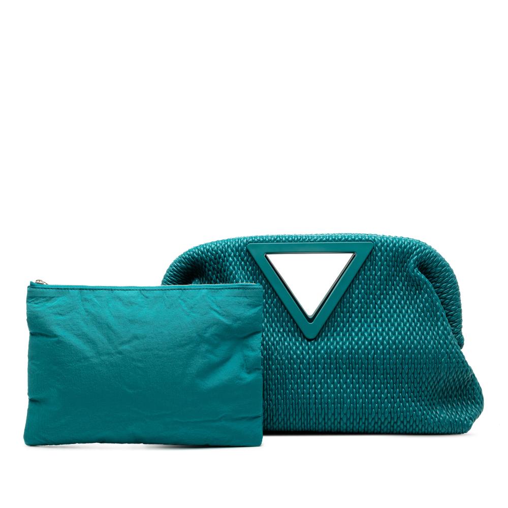 Bottega Veneta Blue Medium Lambskin Knit The Point Triangle Satchel Italy