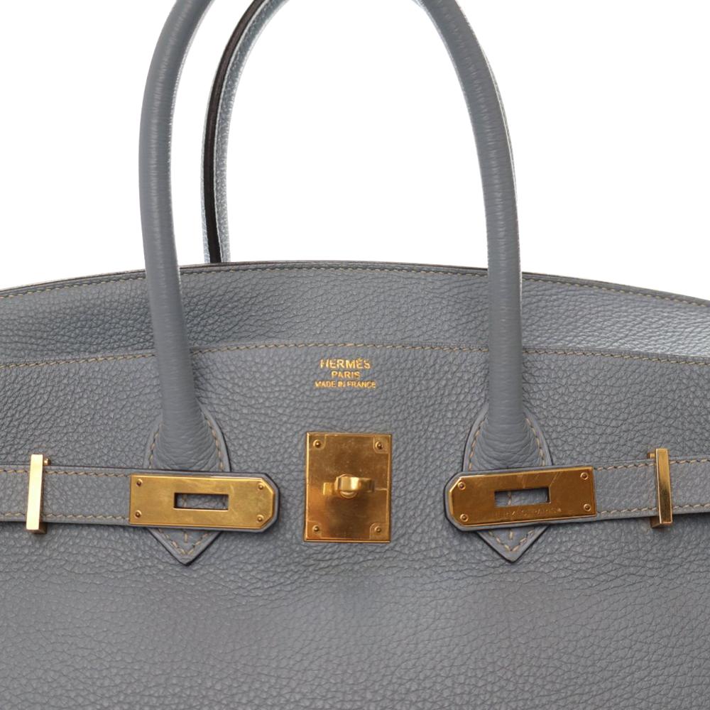 Hermès B Hermès Blue Light Blue Calf Leather Togo Birkin Retourne 35 France
