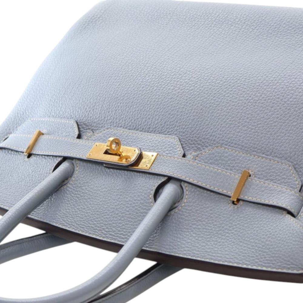 Hermès B Hermès Blue Light Blue Calf Leather Togo Birkin Retourne 35 France