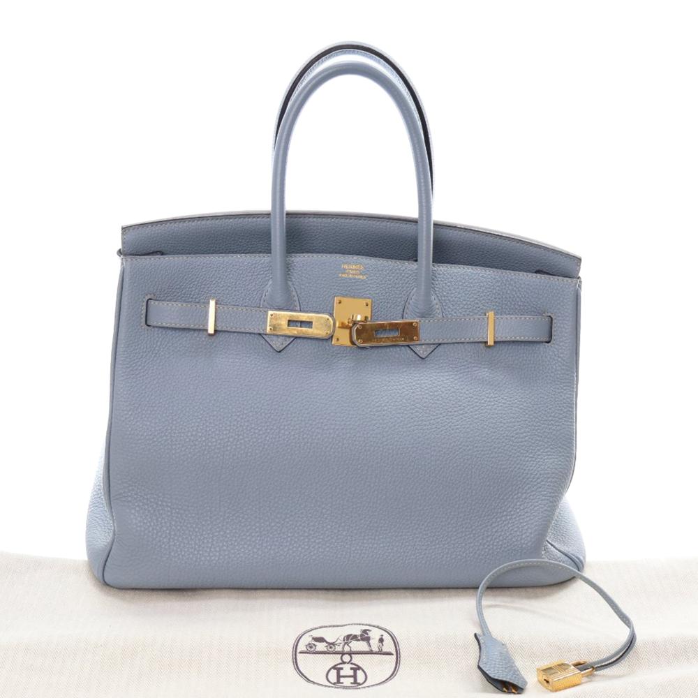 Hermès B Hermès Blue Light Blue Calf Leather Togo Birkin Retourne 35 France