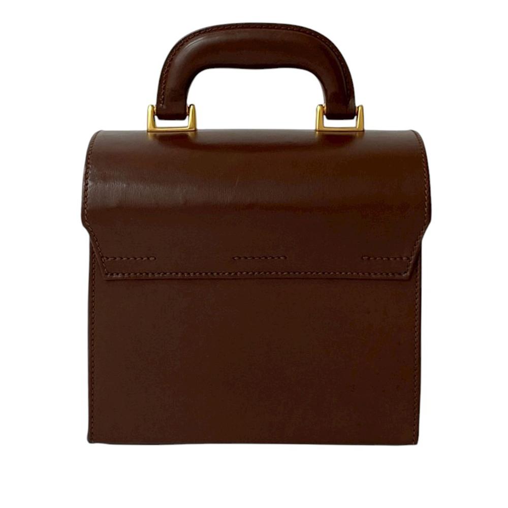 Gucci AB Gucci Brown Dark Brown Calf Leather Lady Lock Handbag Italy