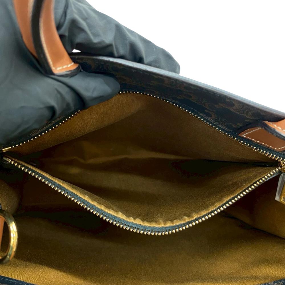 Celine AB Celine Brown Coated Canvas Fabric Small Triomphe Vertical Cabas Tote France