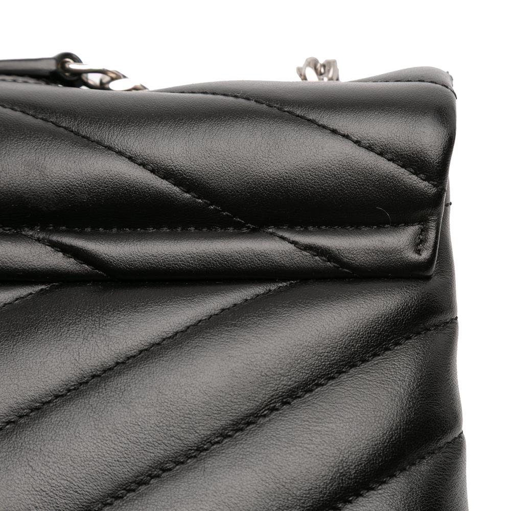 Saint Laurent B Saint Laurent Black Calf Leather Medium Matelasse LouLou Shoulder Bag Italy