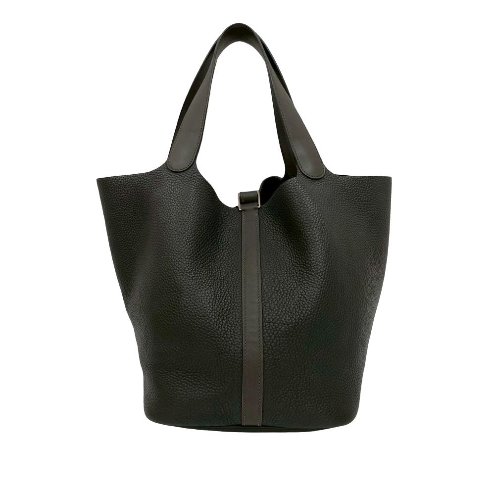 Hermès AB Hermès Gray Charcoal Calf Leather Clemence and Swift Picotin Lock 22 Touch France