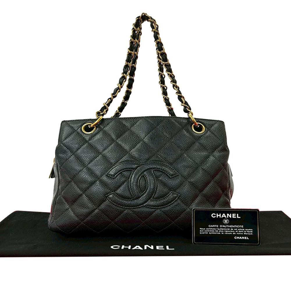 Chanel AB Chanel Black Caviar Leather Leather Petite Caviar Timeless Tote France