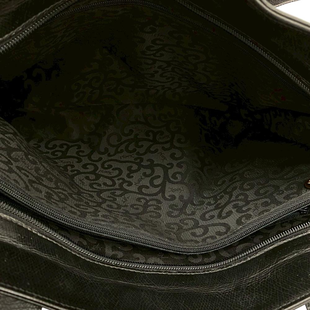 Saint Laurent AB Saint Laurent Black Calf Leather Arabesque Embossed Tote France