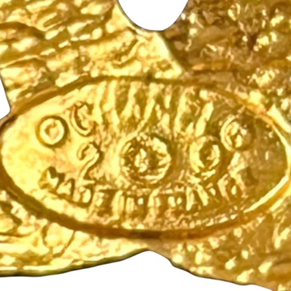 Chanel AB Chanel Gold Gold Plated Metal CC Tweed Effect Earrings France