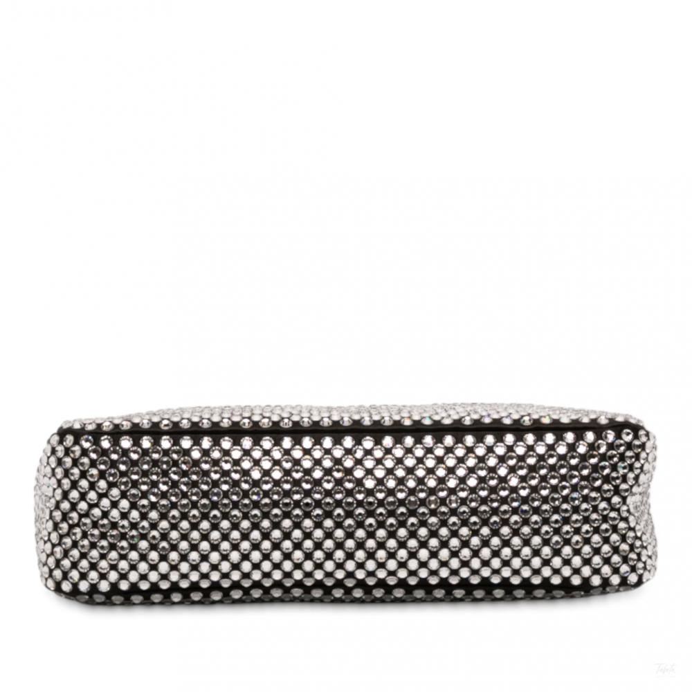 Prada Re-Edition 2000 Satin & Crystal Pouch Crossbody Black