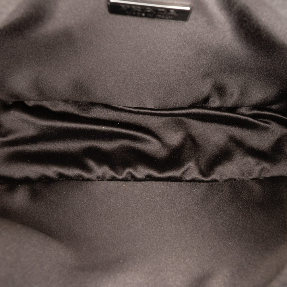 Prada Re-Edition 2000 Satin & Crystal Pouch Crossbody Black