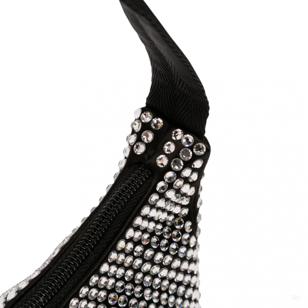 Prada Re-Edition 2000 Satin & Crystal Pouch Crossbody Black