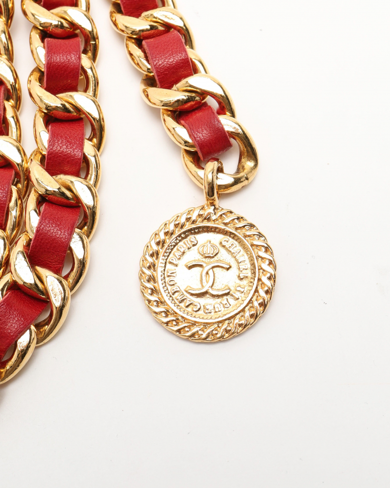 Chanel Coco Mark Leather Chain Belt