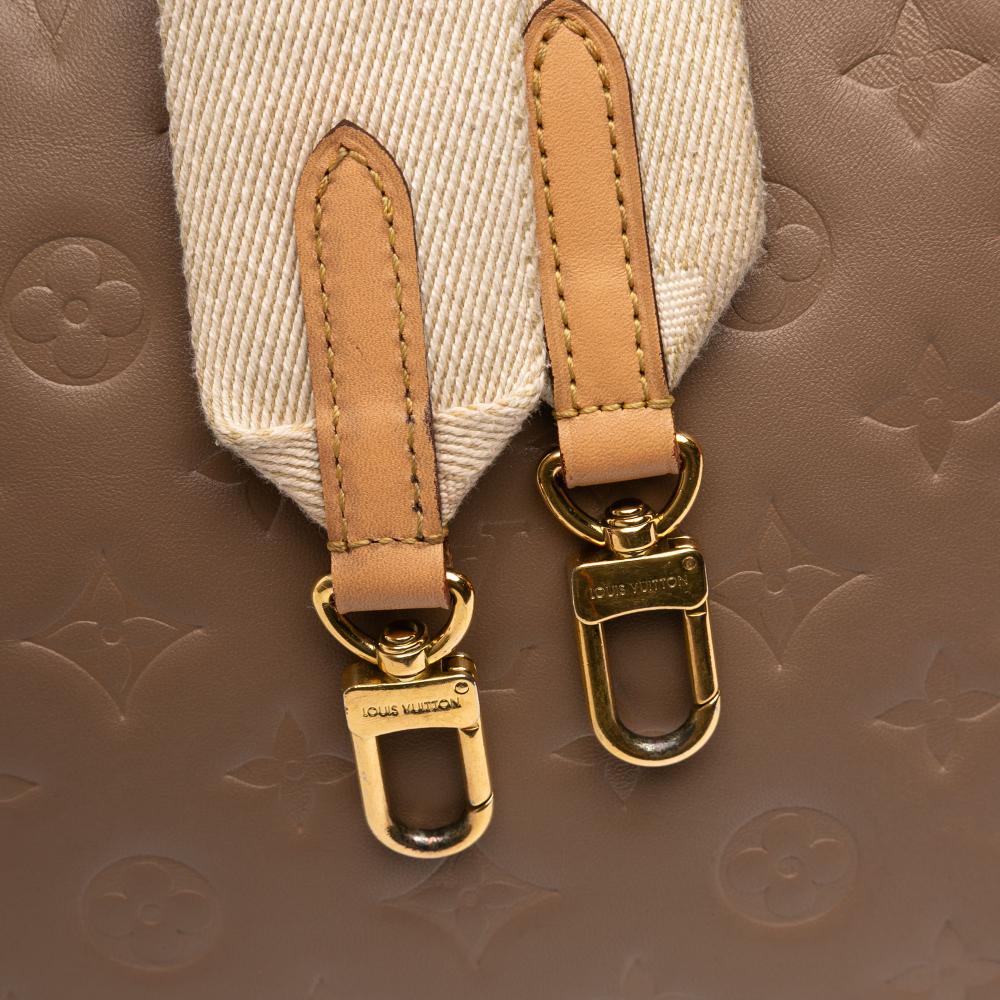 Louis Vuitton B Louis Vuitton Brown Lambskin Leather Leather Monogram Embossed Puffy Lambskin Coussin MM France