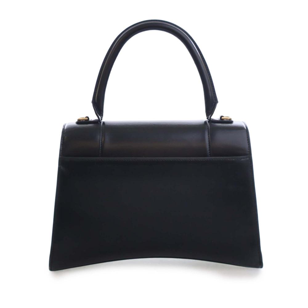 Balenciaga AB Balenciaga Black Calf Leather Medium Smooth skin Hourglass Top Handle Bag Italy