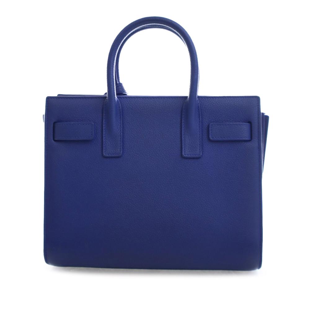 Saint Laurent AB Saint Laurent Blue Calf Leather Nano Sac De Jour Satchel Italy