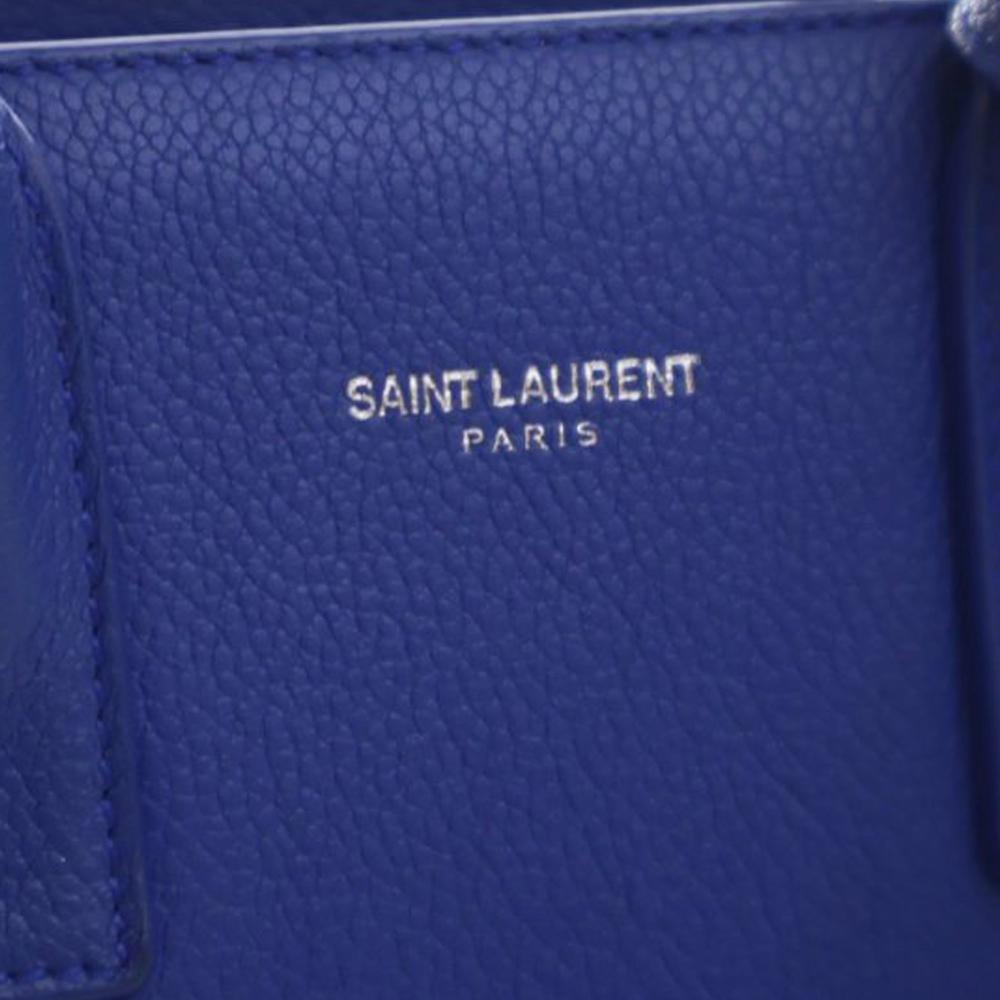 Saint Laurent AB Saint Laurent Blue Calf Leather Nano Sac De Jour Satchel Italy