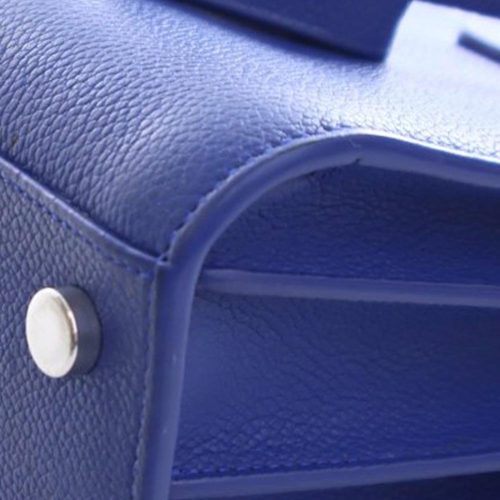 Saint Laurent AB Saint Laurent Blue Calf Leather Nano Sac De Jour Satchel Italy