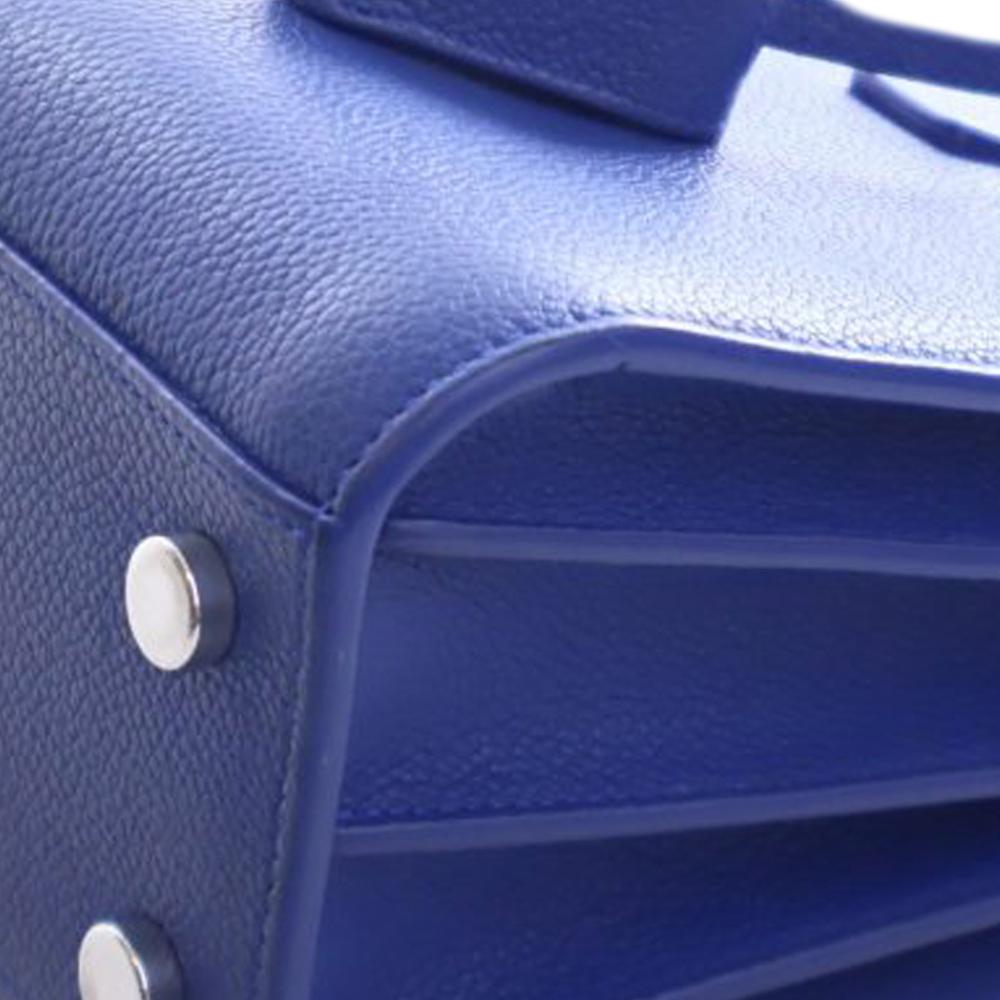 Saint Laurent AB Saint Laurent Blue Calf Leather Nano Sac De Jour Satchel Italy