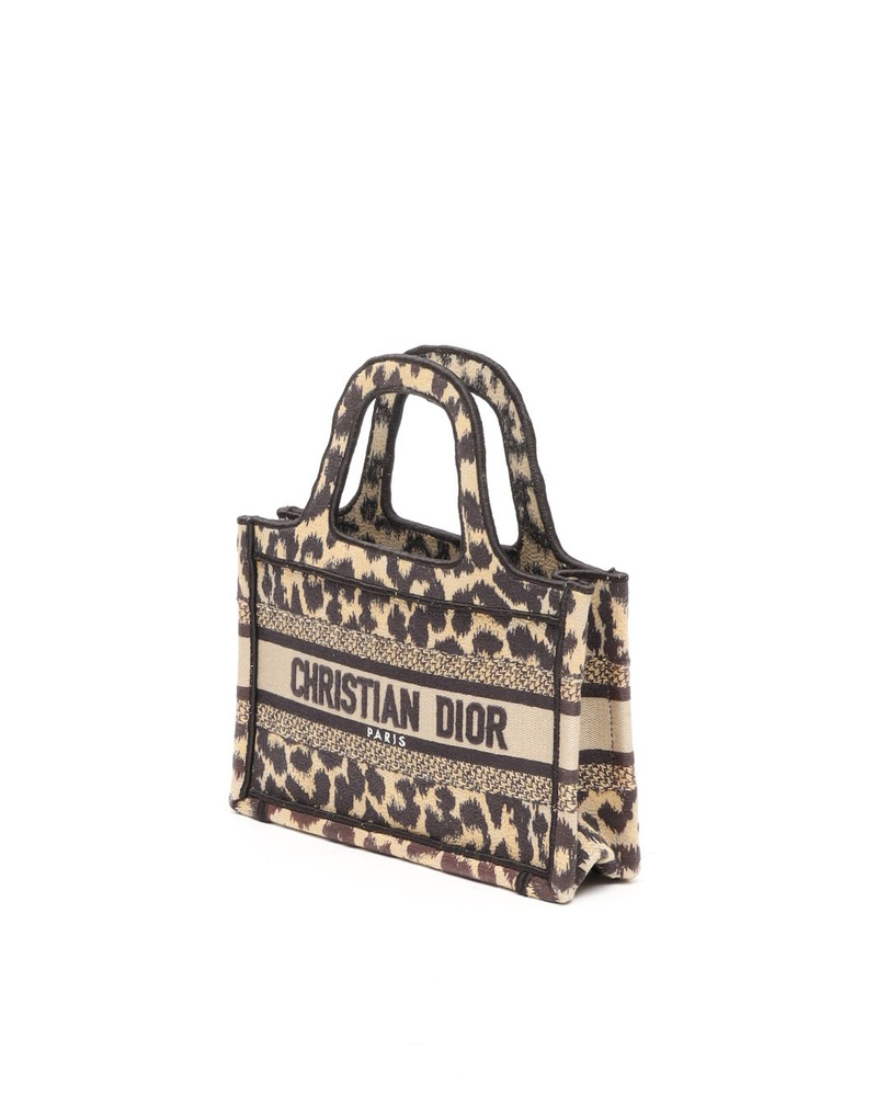 Christian Dior Leopard Mizza Embroidered Mini Book Tote Bag
