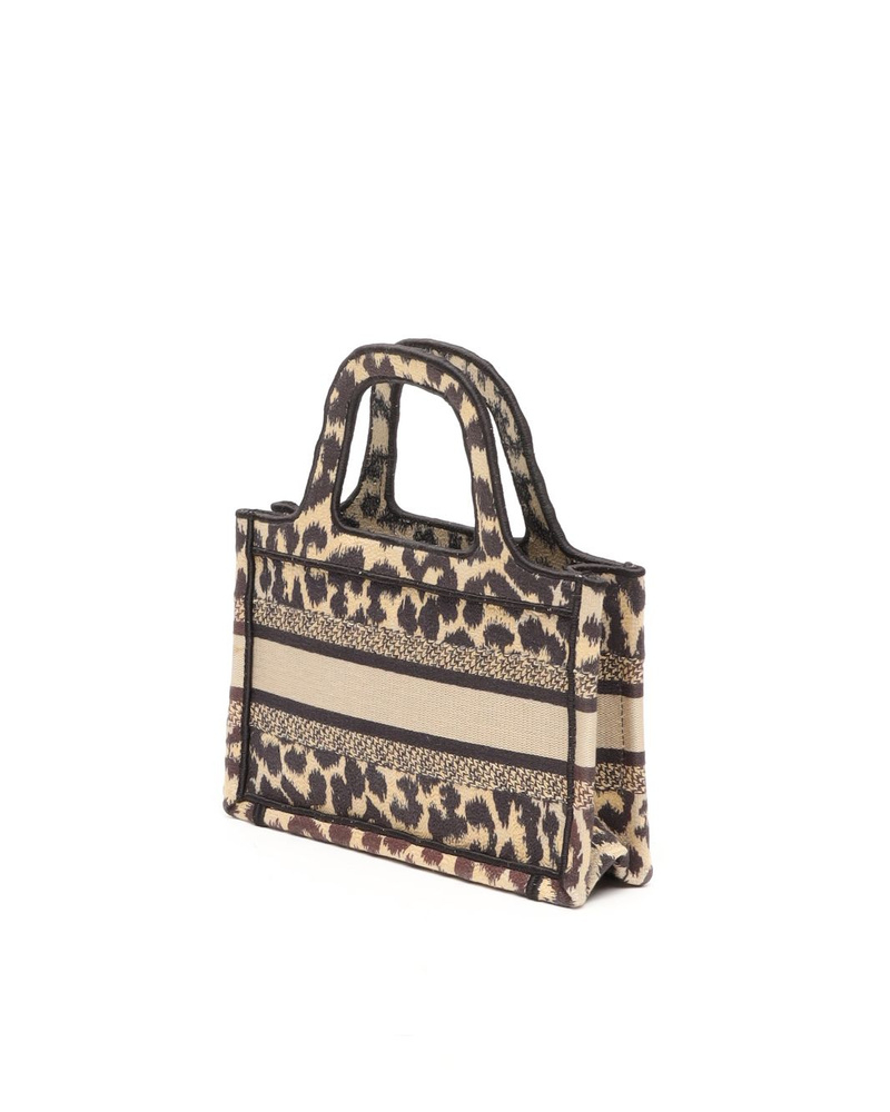 Christian Dior Leopard Mizza Embroidered Mini Book Tote Bag