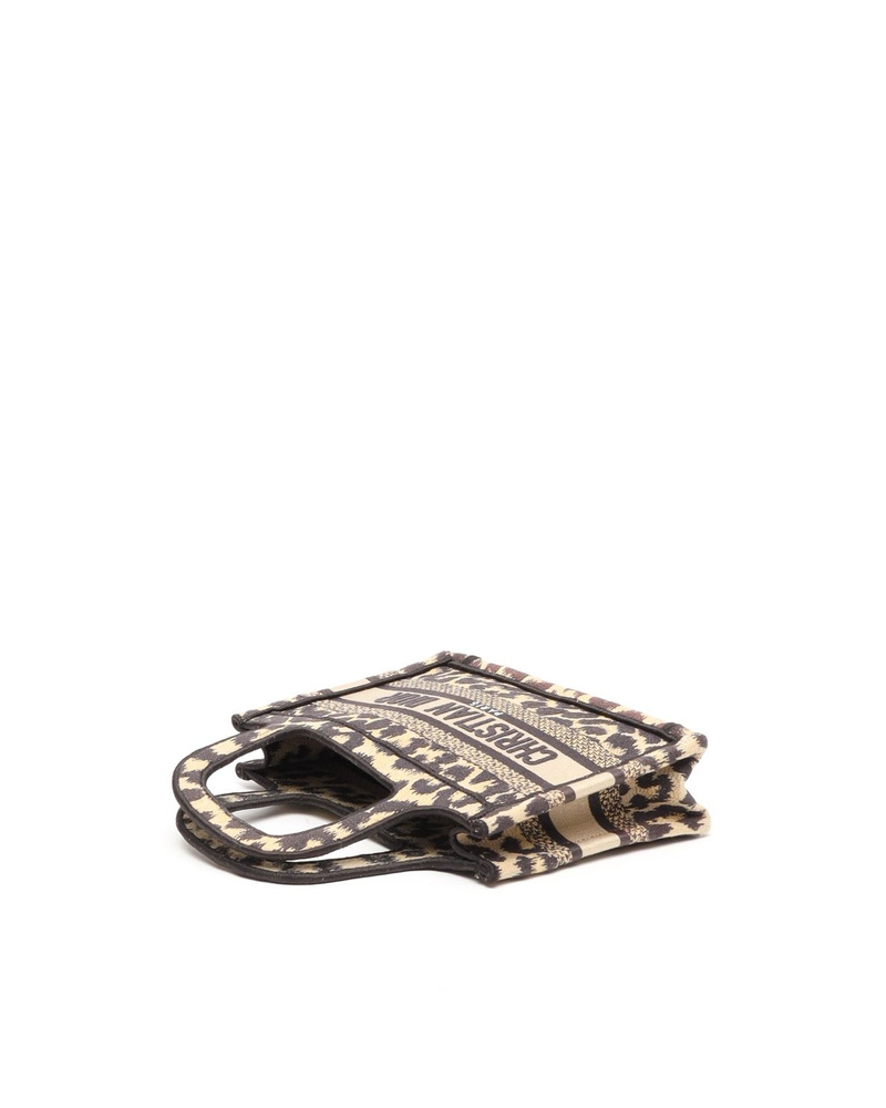 Christian Dior Leopard Mizza Embroidered Mini Book Tote Bag