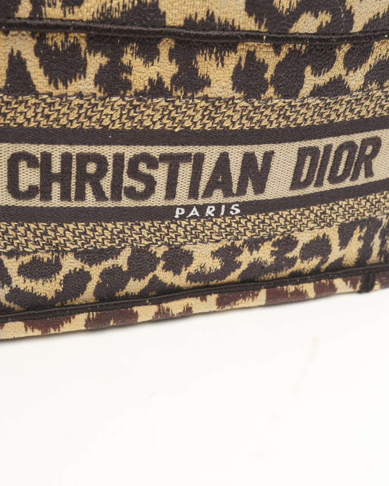 Christian Dior Leopard Mizza Embroidered Mini Book Tote Bag