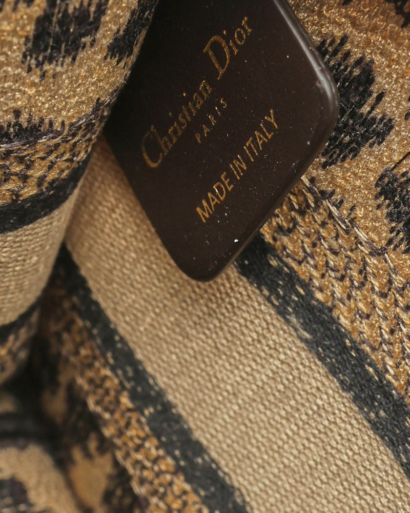 Christian Dior Leopard Mizza Embroidered Mini Book Tote Bag