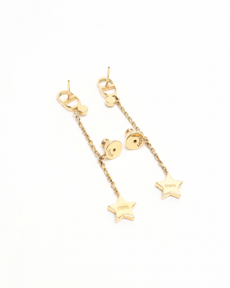 Christian Dior Petit CD Star Rhinestone Earrings