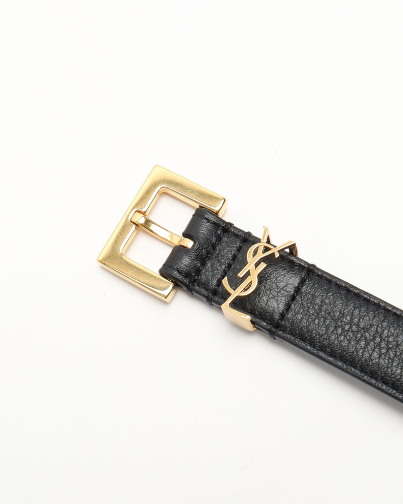 Saint Laurent YSL Logo Leather Belt, Size 80