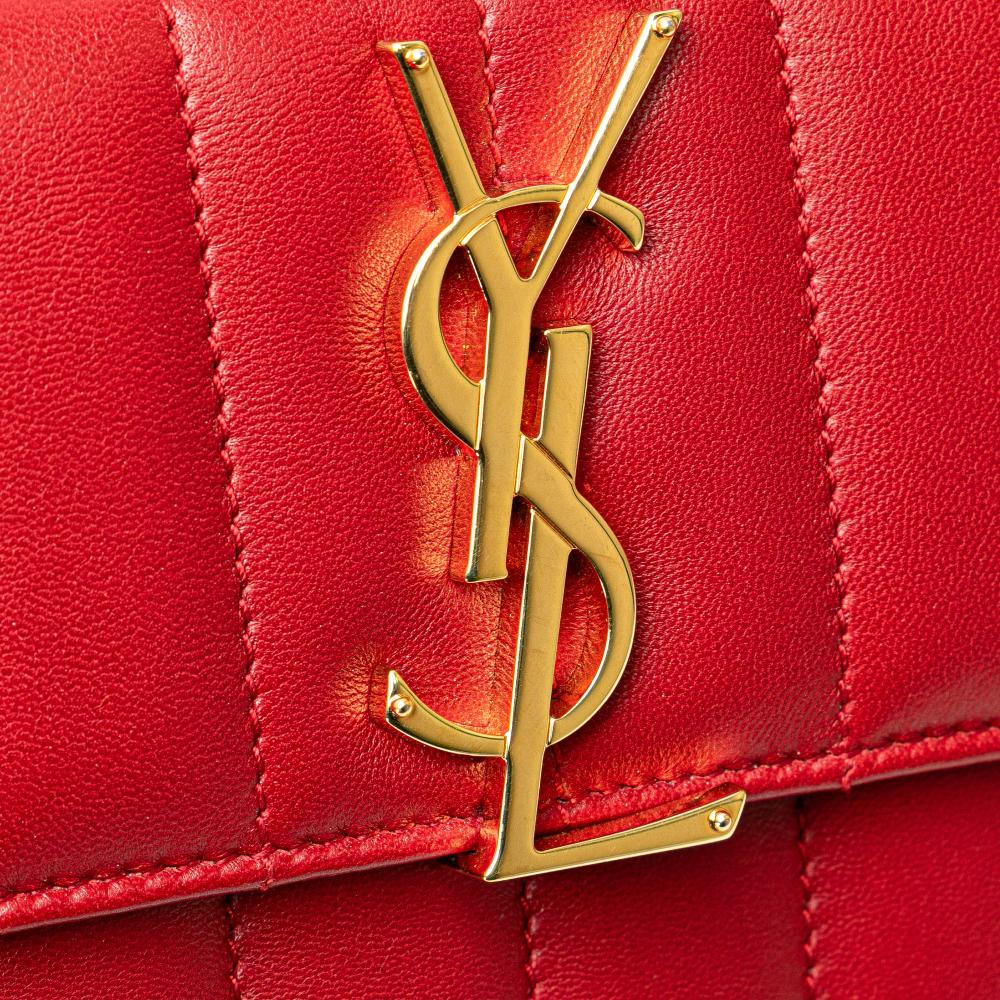 Saint Laurent B Saint Laurent Red Lambskin Leather Leather Toy Lambskin Vicky Crossbody Italy