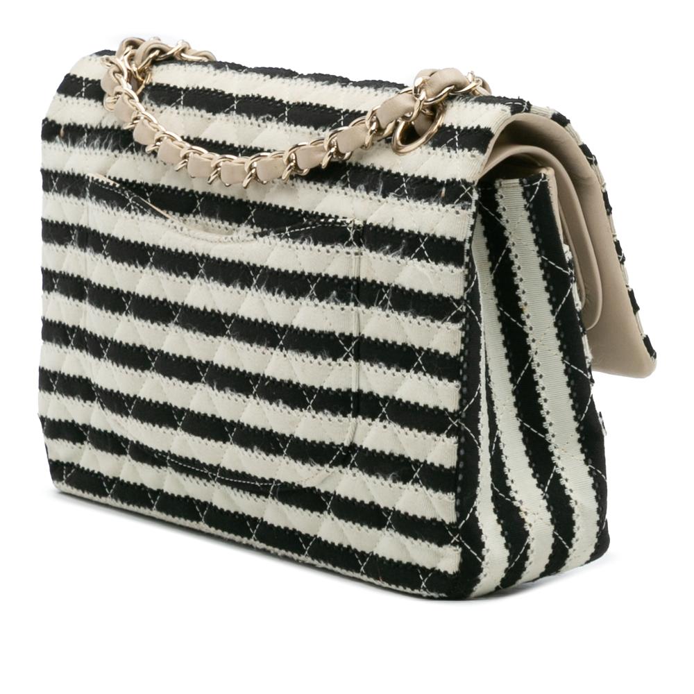 Chanel B Chanel Black Cotton Fabric Medium Classic Jersey Coco Sailor Double Flap France