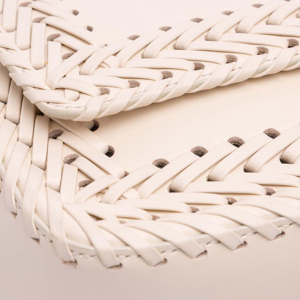 Fendi AB Fendi Brown Light Beige Calf Leather Woven skin Vitello King Ceylon Baguette Satchel Italy