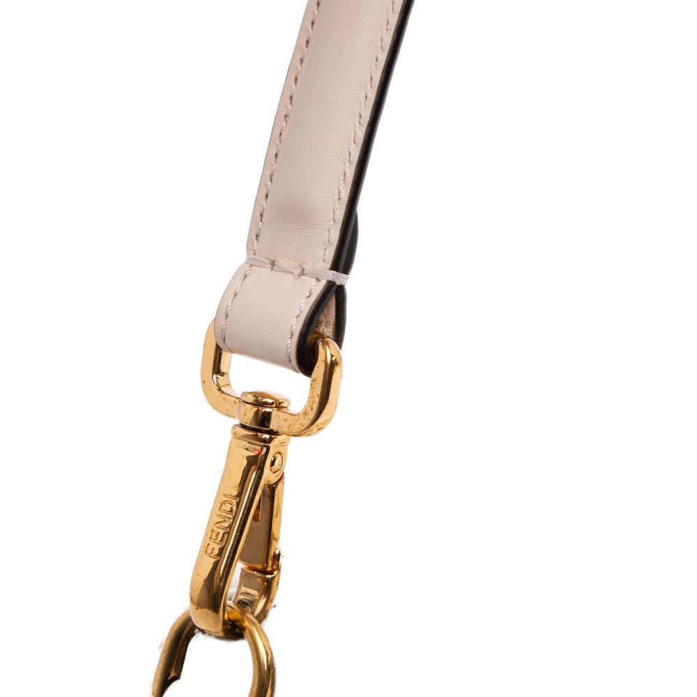 Fendi AB Fendi Brown Light Beige Calf Leather Woven skin Vitello King Ceylon Baguette Satchel Italy