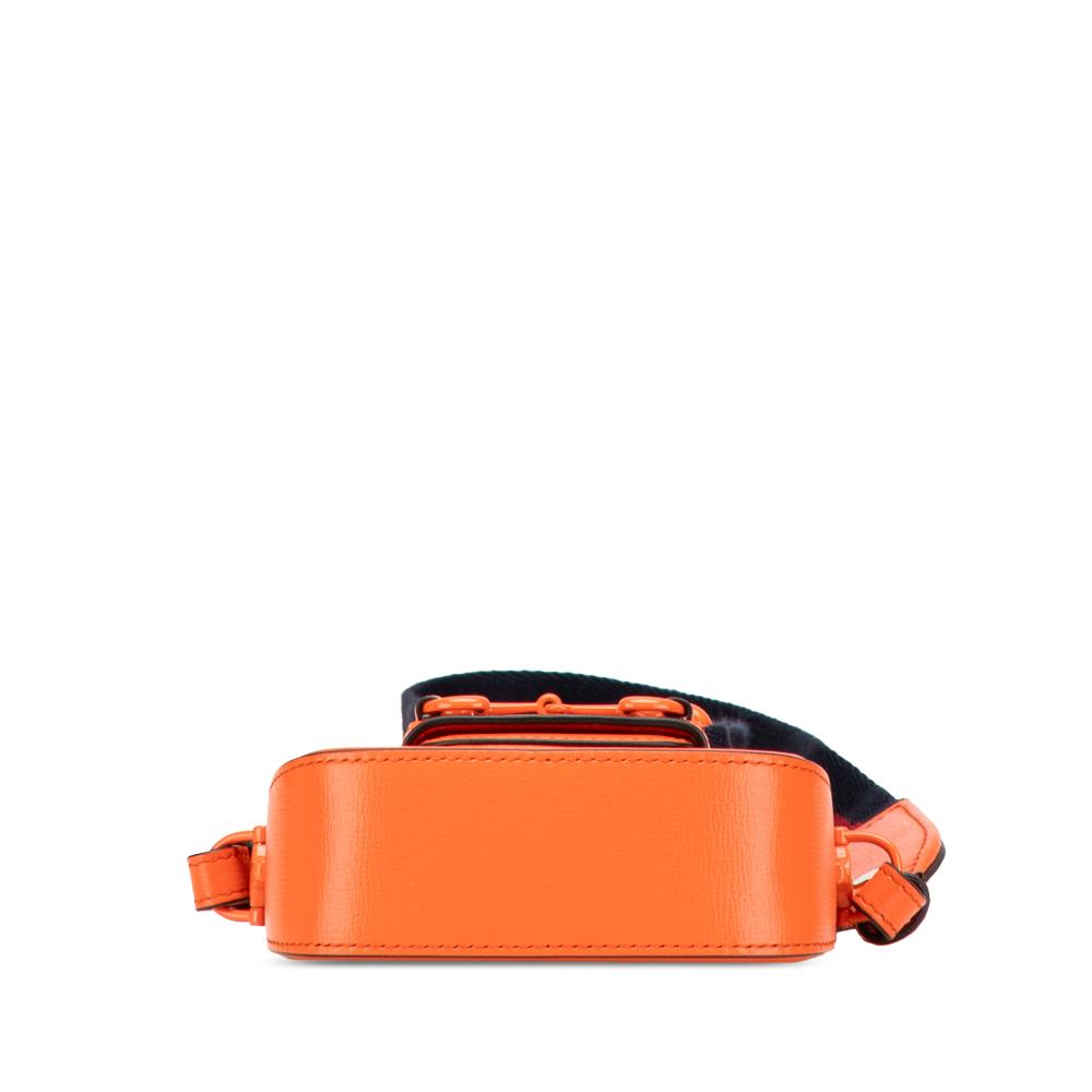 Gucci AB Gucci Orange Calf Leather Mini Horsebit 1955 Web Satchel Italy