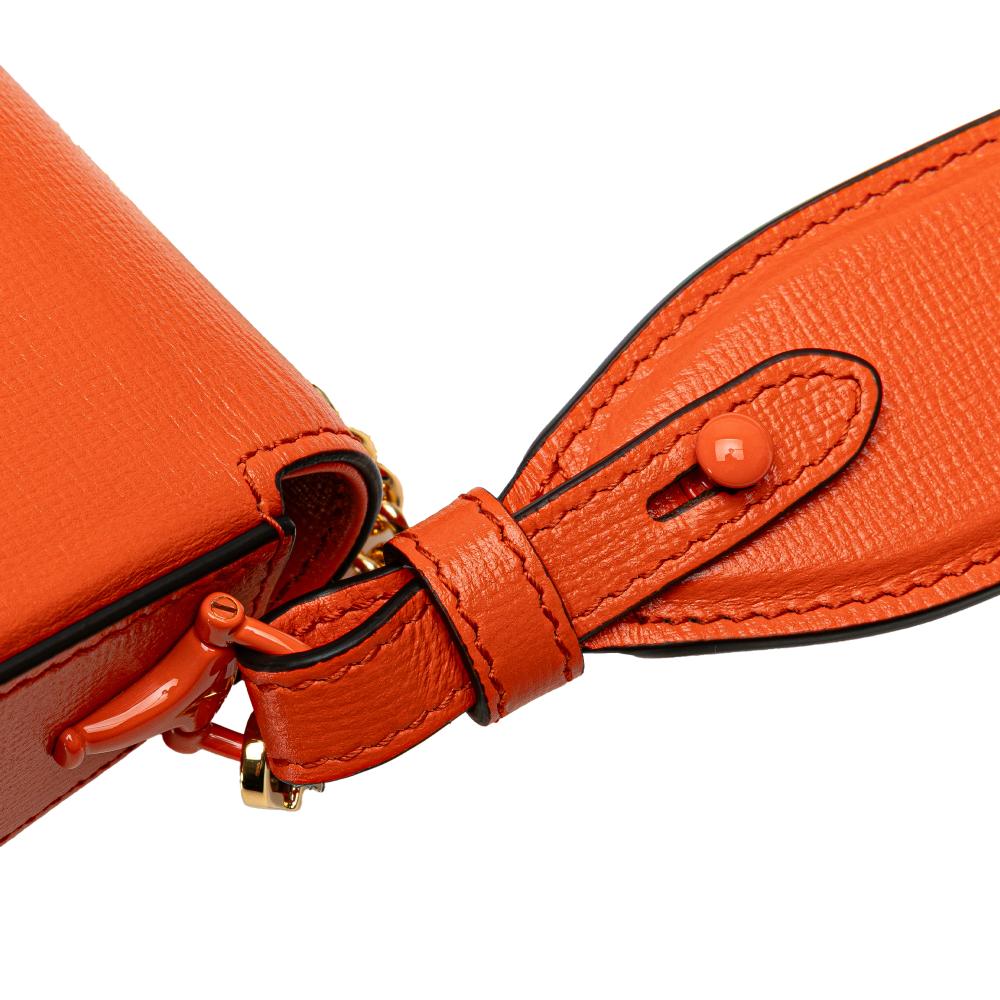 Gucci AB Gucci Orange Calf Leather Mini Horsebit 1955 Web Satchel Italy