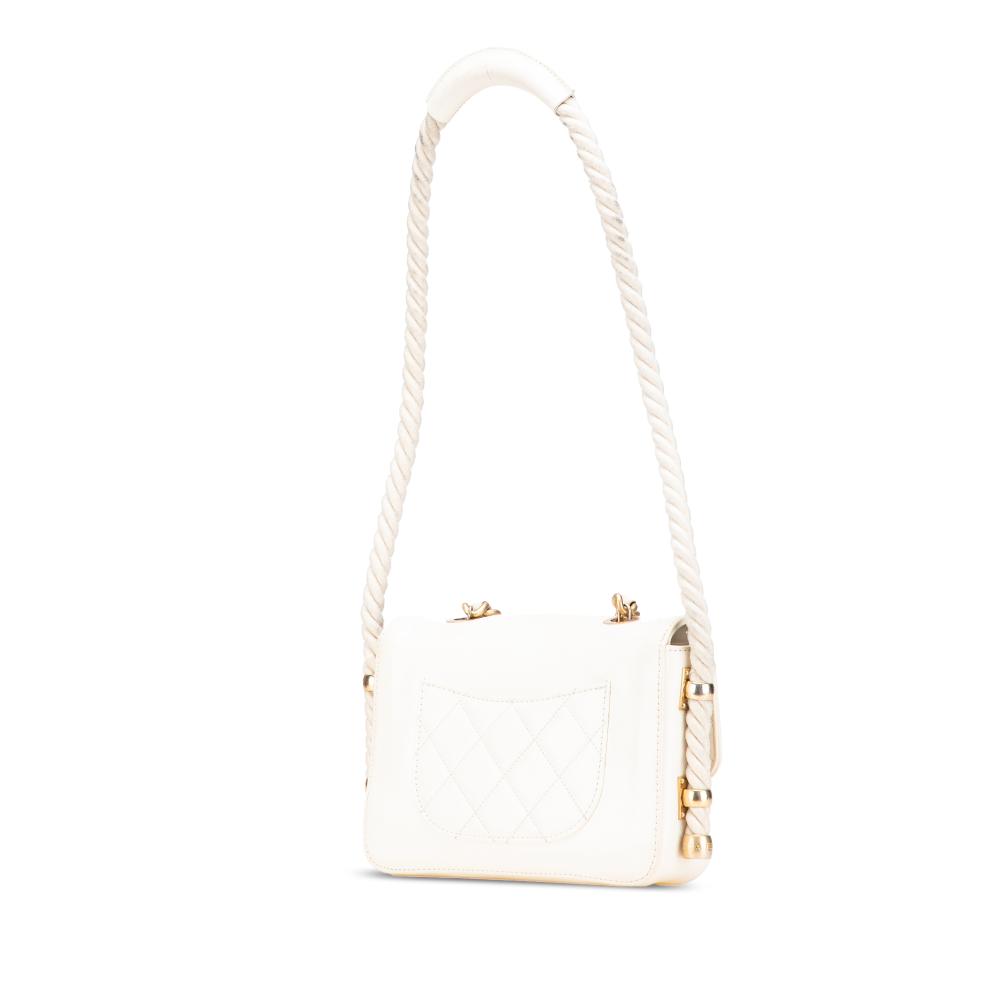 Chanel B Chanel White Ivory Calf Leather Crumpled skin En Vogue Rope Flap Italy