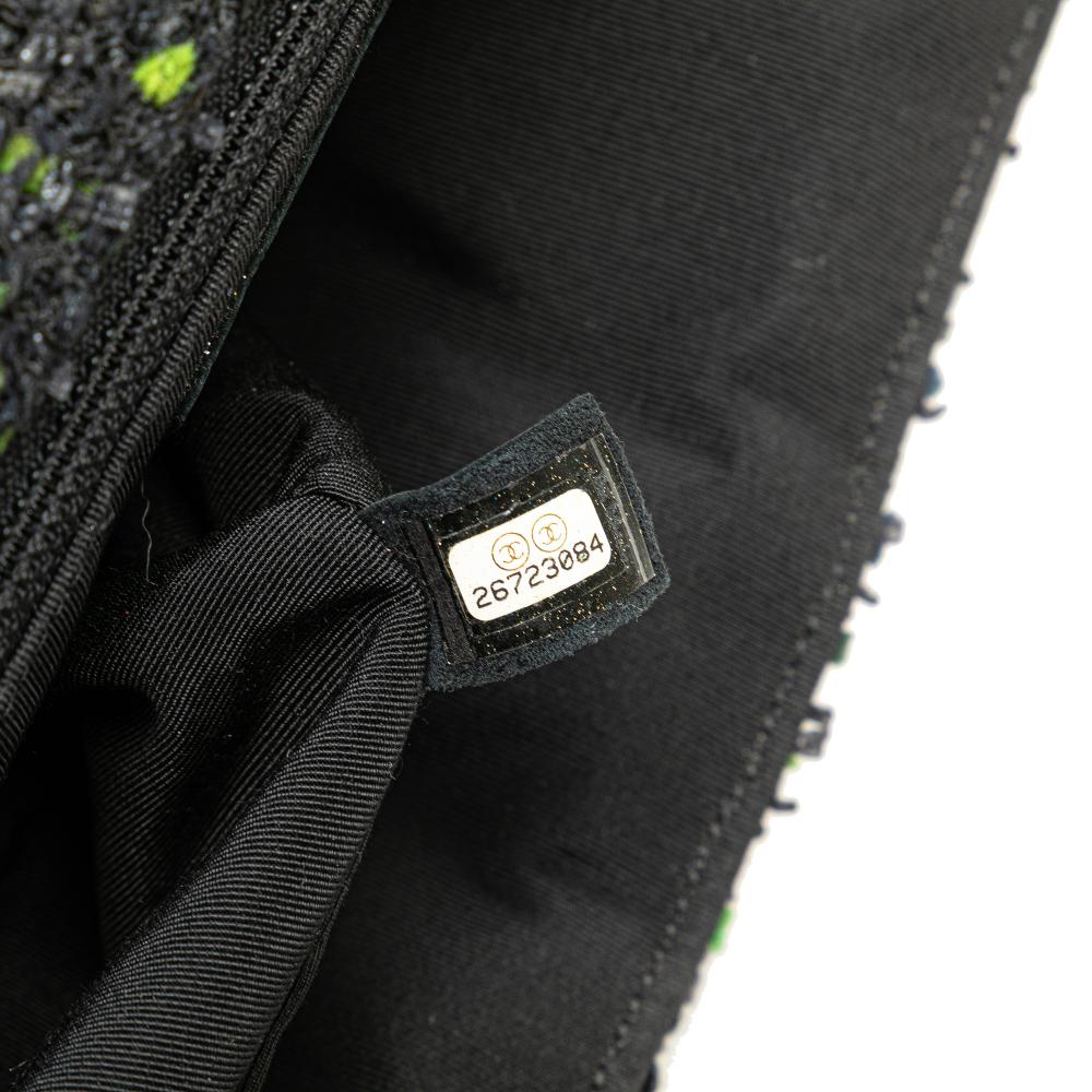 Chanel B Chanel Black Tweed Fabric CC Flap France
