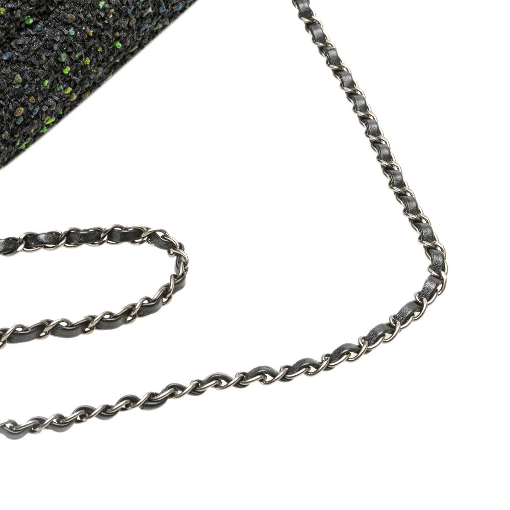 Chanel B Chanel Black Tweed Fabric CC Flap France