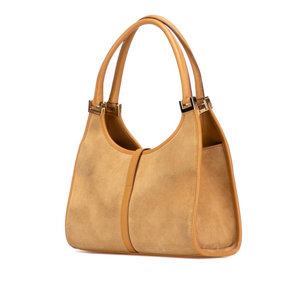 Gucci B Gucci Brown Light Brown Suede Leather Jackie Bardot Handbag Italy