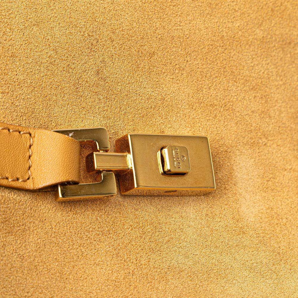 Gucci B Gucci Brown Light Brown Suede Leather Jackie Bardot Handbag Italy