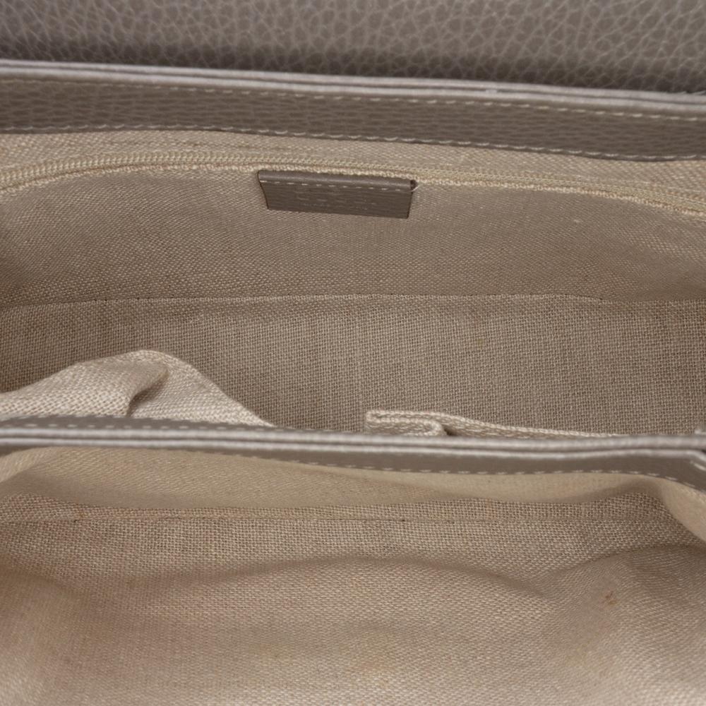 Gucci B Gucci Gray Calf Leather Small Dollar Interlocking G Satchel Italy