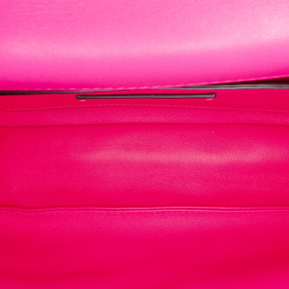 Valentino Pink Small Nappa Lacquer Monochrome Roman Stud Satchel Italy