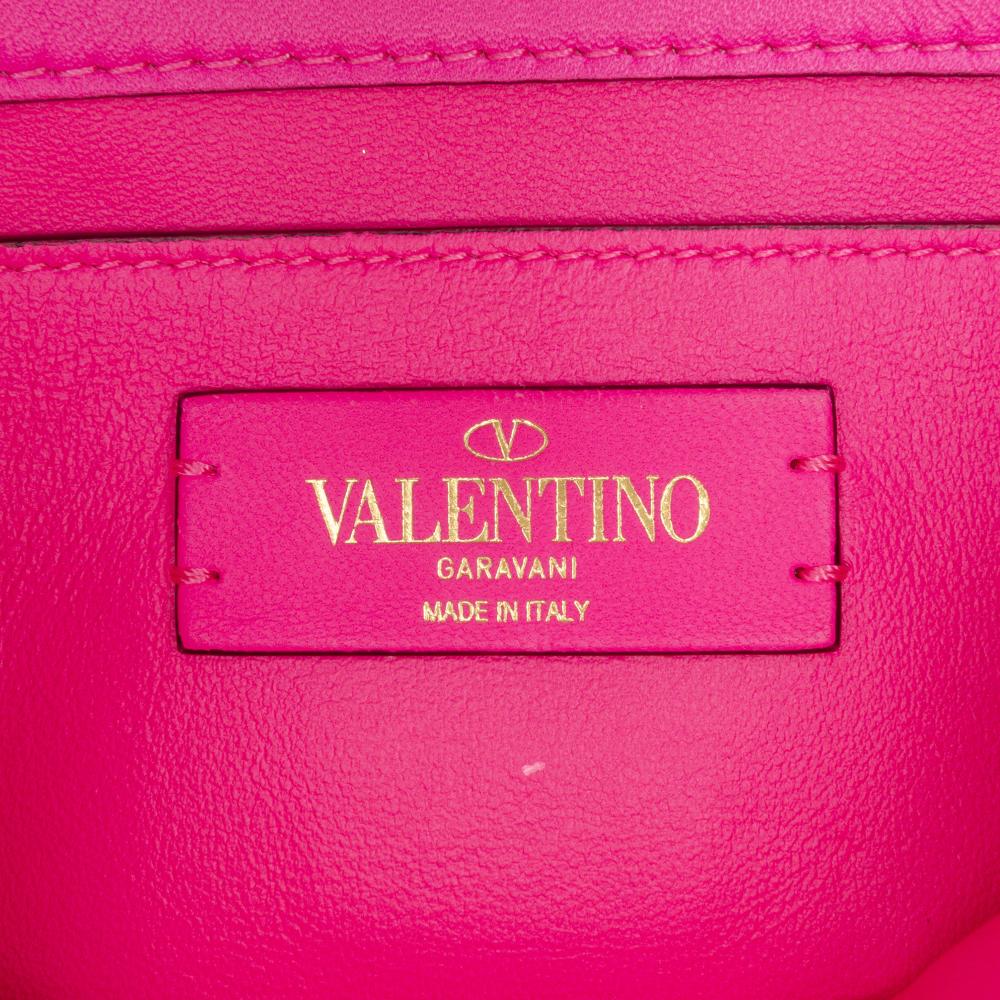 Valentino Pink Small Nappa Lacquer Monochrome Roman Stud Satchel Italy
